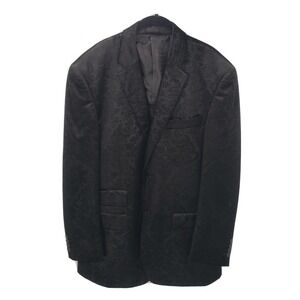 E. J. Samuel black velvet smoking blazer mens size medium jacquard jacket italy